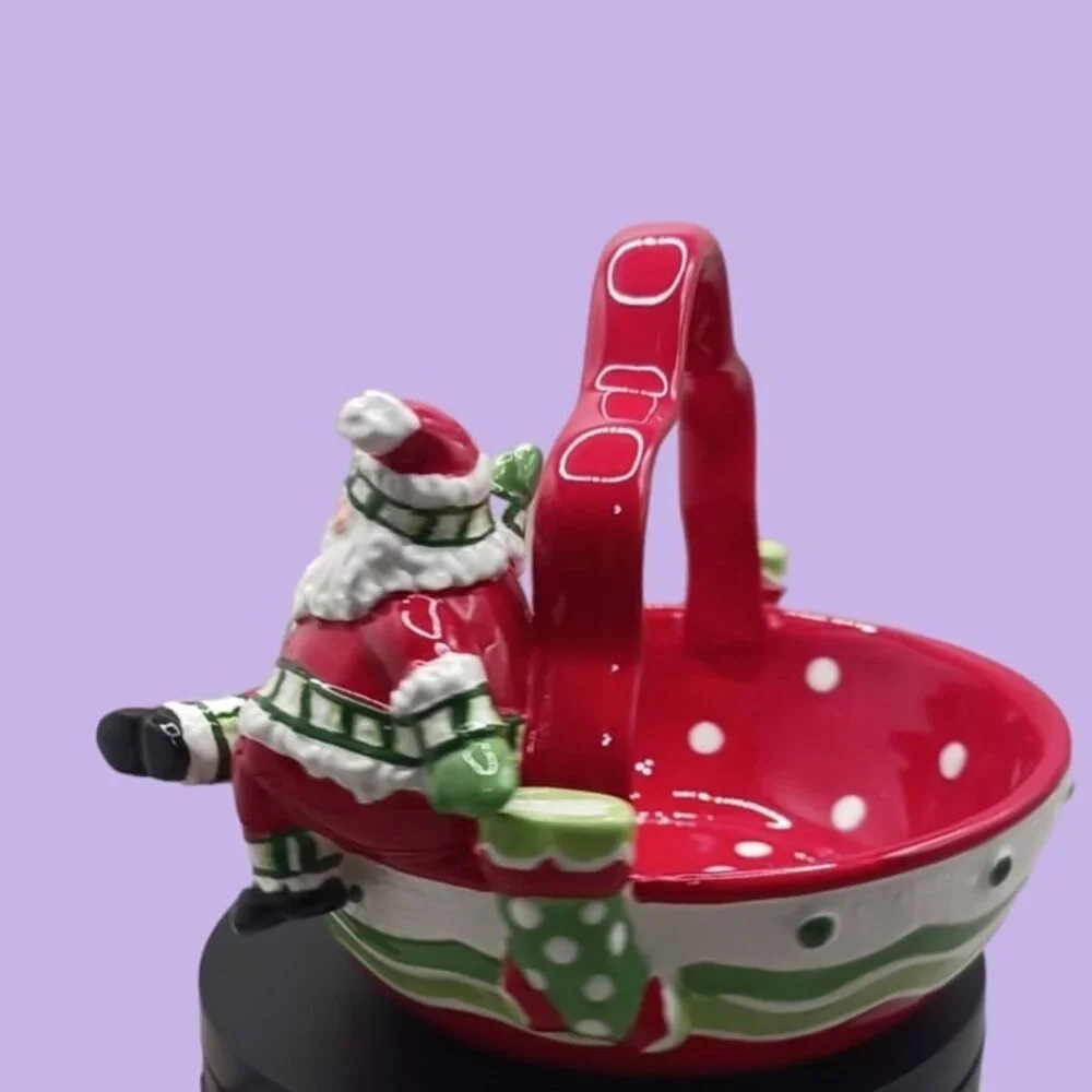 Fitz and floyd ceramic christmas basket with santa claus
